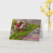 折りたたまれた招待状 子どもの誕生日 テディベア カード (黄色い花)