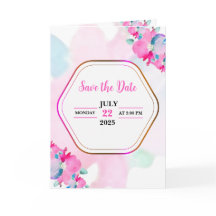 折りたたまれた結婚式の招待状と休暇のカード