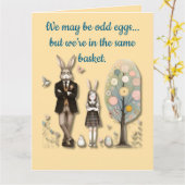 折りたたみグリーティングカード - おかしな卵 カード (黄色い花)