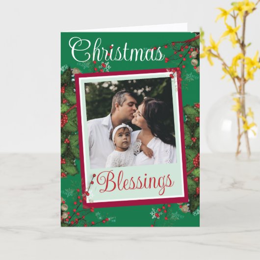 折りたたみパーソナライズクリスマスカード カード (黄色い花)