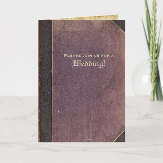 折りたたみヴィンテージ パープルブック ウェディング招待状 招待状 (正面)