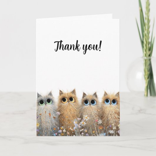 折りたたみ式グリーティングカード - カスタマイズ可能テキスト - 猫デザイン カード (正面)