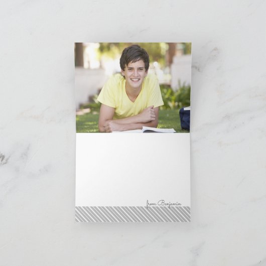 折りたたみ感謝の言葉バー(ユダヤ教の)バル・ミツバー·金ゴールドスター サンキューカード (内部)