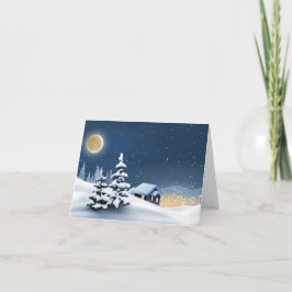 折りたたみ感謝カード 「村に雪が降る」 サンキューカード