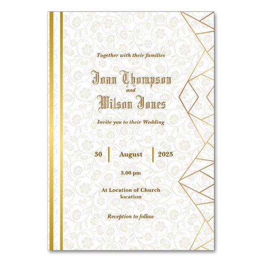 折りたたみ招待状 テーブルナンバー (正面)