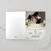 折りたたみ箔押し結婚式招待状カード 箔グリーティングカード (外側レイダウン)