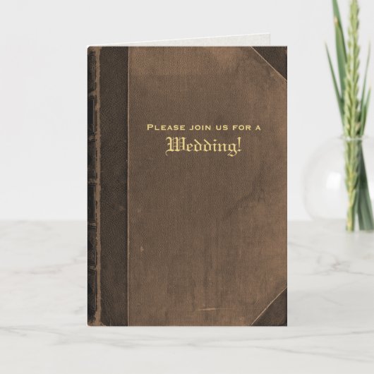 折りたたみ ブラウン ヴィンテージ 本 結婚式招待状 招待状 (正面)