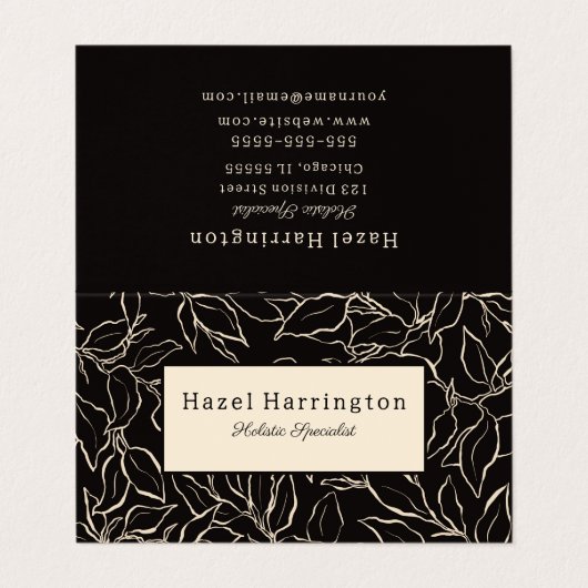 折りエレガント畳み名刺白黒植物学 名刺 (外部フラット)