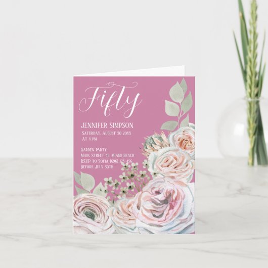 折りフェミニン畳み誕生日カード サンキューカード (正面)