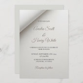 折りミニマル曲げ影モダン結婚式招待状 招待状 (正面/裏面)