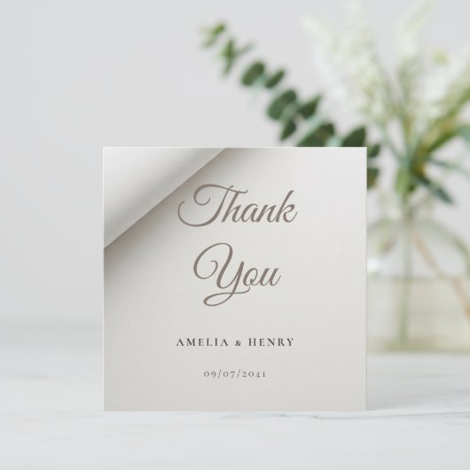 折りミニマル曲げ結婚影のサンキューカード サンキューカード (スタンド正面)