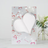 折りモダン曲げ3D紙ハート – ひな形 便箋 (スタンド正面)