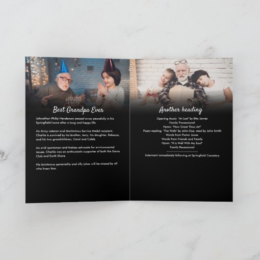 折りモダン曲げ4ページ3 – ライフPの写真お祝い プログラム (内部)