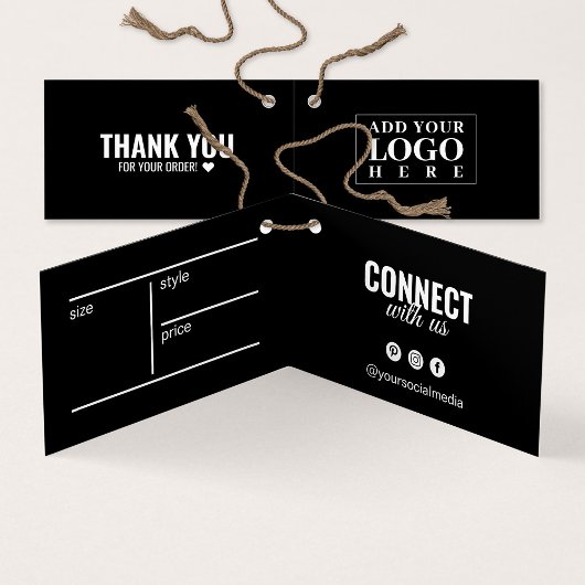 折りモダン畳み衣類黒つるラベルカード