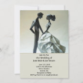 折りモダン紙の新郎新婦結婚式招待状 招待状 (正面)