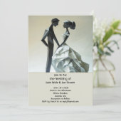 折りモダン紙の新郎新婦結婚式招待状 招待状 (スタンド正面)