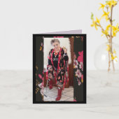 折りユーモアのある畳みグリーティングカードの女性 カード (黄色い花)