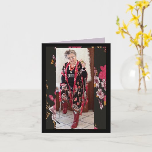 折りユーモアのある畳みグリーティングカードの女性 カード (黄色い花)