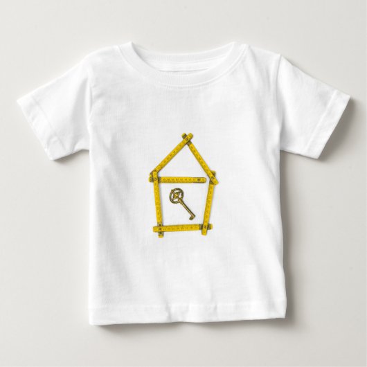 折り尺、家の形および鍵 ベビーTシャツ (正面)