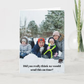 折り曲げおもしろいされた家族写真の先送り シーズンカード (正面)