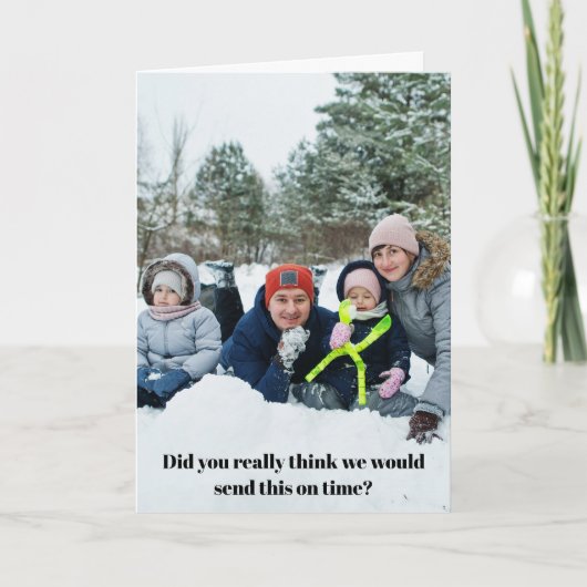 折り曲げおもしろいされた家族写真の先送り シーズンカード (正面)