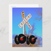 折り曲げクロスバック付き踏切 ポストカード (正面/裏面)