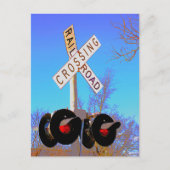 折り曲げクロスバック付き踏切 ポストカード (正面)