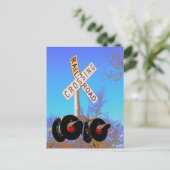 折り曲げクロスバック付き踏切 ポストカード (スタンド正面)