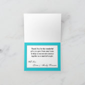 折り曲げグラデーションサンキューカードストライプティール（緑がかった色）線フェード サンキューカード (内部)