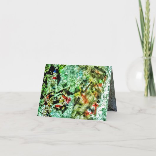 折り曲げサンキューカードダブルホワイト抽象芸術 サンキューカード (正面)