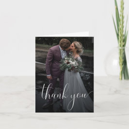 折り曲げサンキューカード結婚と写真の白 サンキューカード
