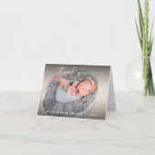 折り曲げフォトベビーサンキューカード、書スクリプト 案内状 (正面)