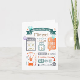 折り曲げベビー統計アナウンスメントカード サンキューカード