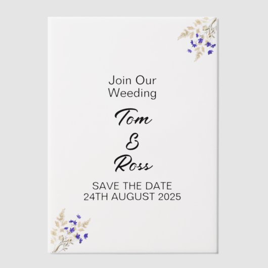 折り曲げ前のVellumジャケットパーソナライズされた、サイズ ベラム紙招待状 (正面)