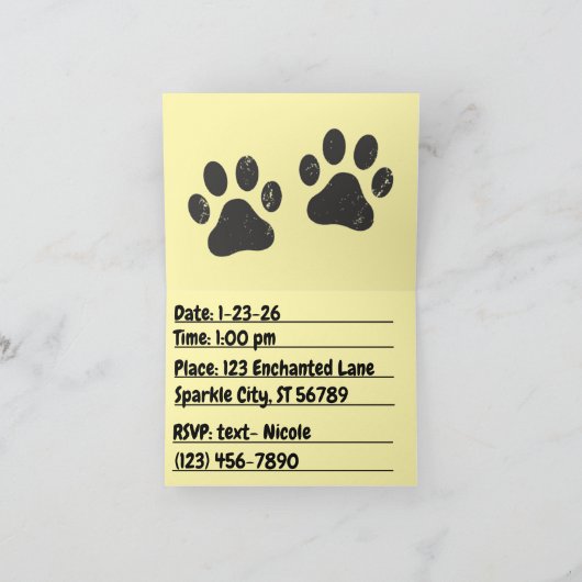 折り曲げ招待状 招待状 (内部)