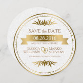 折り曲げ&白ヴィンテージフレーム日付の保存 セーブザデート (正面/裏面)