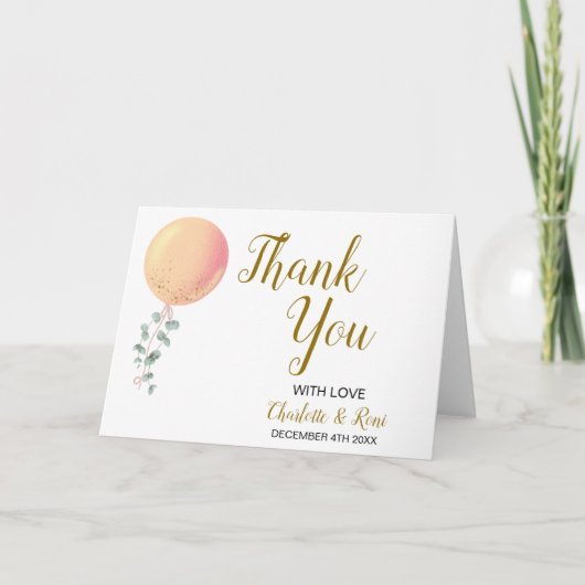 折り男女兼用畳みサンキューカード赤ちゃんシャワー カード (正面)