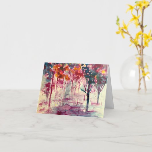 折り畳まれたグリーティングカードロマンチックな木 カード (黄色い花)