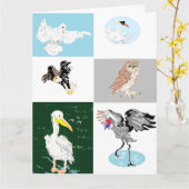 折り畳まれたグリーティングカード空白のの内部のメモ；鳥 カード (黄色い花)