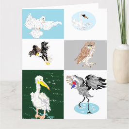 折り畳まれたグリーティングカード空白のの内部のメモ；鳥 カード