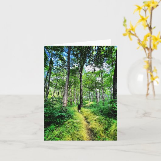 折り畳まれたグリーティングカード(森林写真付き) カード (黄色い花)