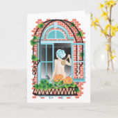 折り畳まれたグリーティングカード「水やり植物」 カード (黄色い花)