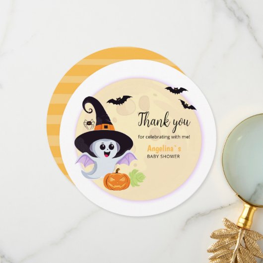 折り畳まれたサンキューカードでベビーシャワー。 サンキューカード (正面/裏面インサイチュ)