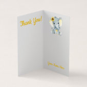 折り畳まれたサンキューカードゾウひまわり素朴 名刺 (内部)
