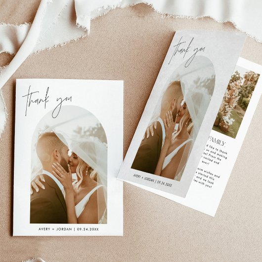 折り畳まれたサンキューカード結婚、写真ありがとう サンキューカード
