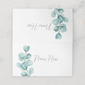 折り畳まれたネーム結婚カードのユーカリ離れス・グリーン プレイスカード (外部開封)