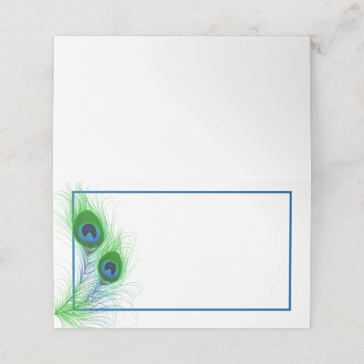 折り畳まれた名前座席表 – 孔雀の羽 プレイスカード (外部開封)