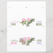 折り畳まれた女の子の恐竜の食べ物テントカード (正面)