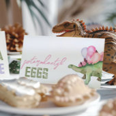 折り畳まれた女の子の恐竜の食べ物テントカード