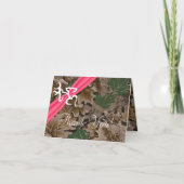 折り畳まれた感謝のカード　ピンクのブラウニングカモ サンキューカード (正面)